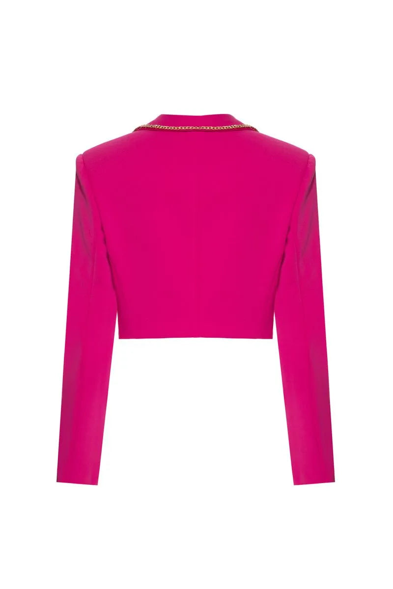 JAQUETA CROPPED CORRENTE CREPE CORRENTE ROSA 