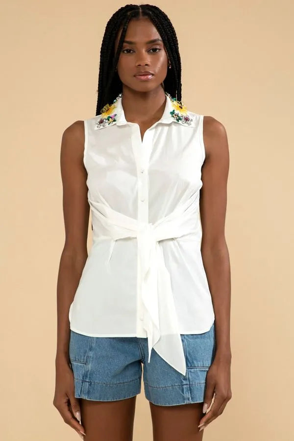 CAMISA AMARRAÇÃO TRICOLINE JANE OFF WHITE 