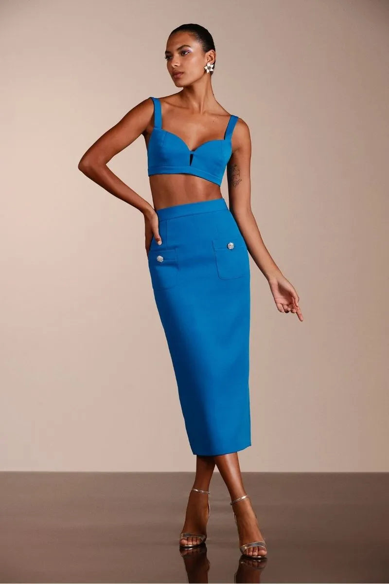 TOP CROPPED RECORTE CREPE EDIE AZUL 