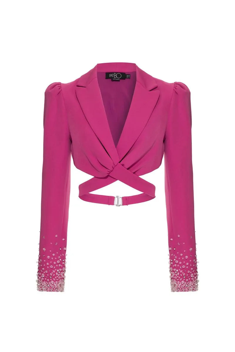 BLAZER CROPPED BORDADO CREPE EDIE FÚCSIA 