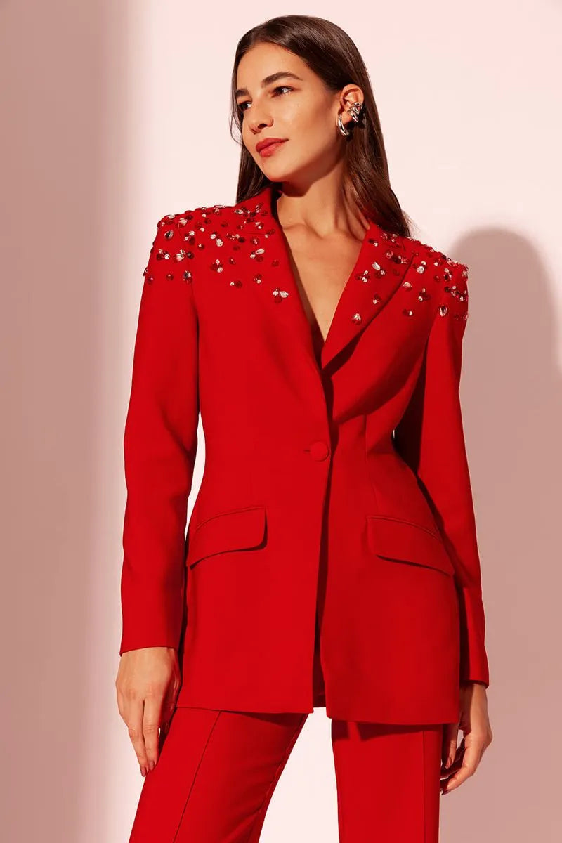 BLAZER BORDADO CREPE DESIRE VERMELHO