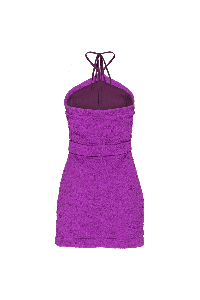 VESTIDO CURTO FRENTE ÚNICA JACQUARD NOSTALGIC MEMORIES ROXO 