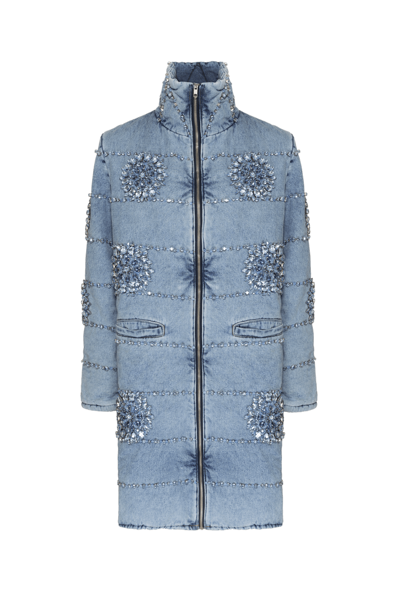 CASACO BORDADO ESSENTIAL DENIM AZUL 