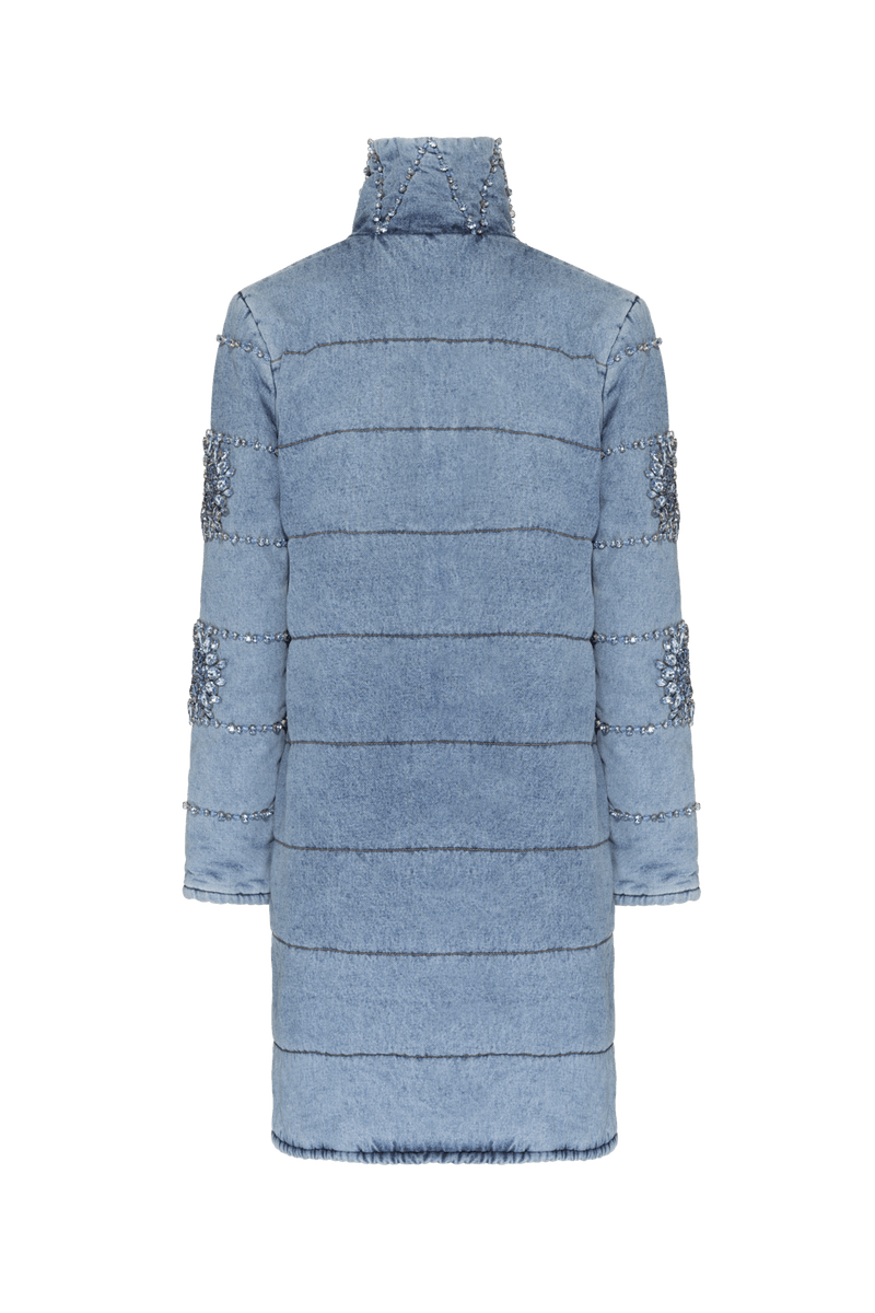 CASACO BORDADO ESSENTIAL DENIM AZUL 