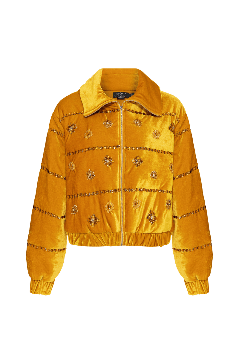 JAQUETA BOMBER GOLA BORDADO NEW RADIANT VELVET AMARELO