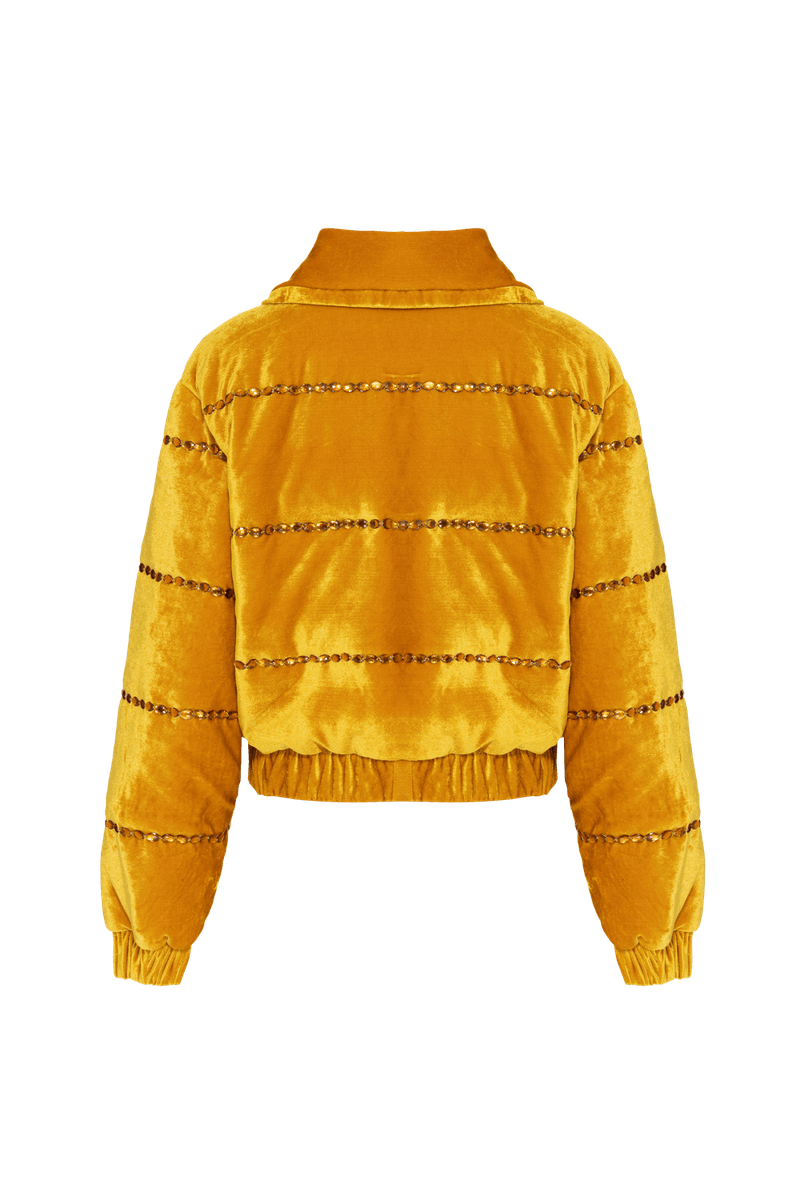 JAQUETA BOMBER GOLA BORDADO NEW RADIANT VELVET AMARELO