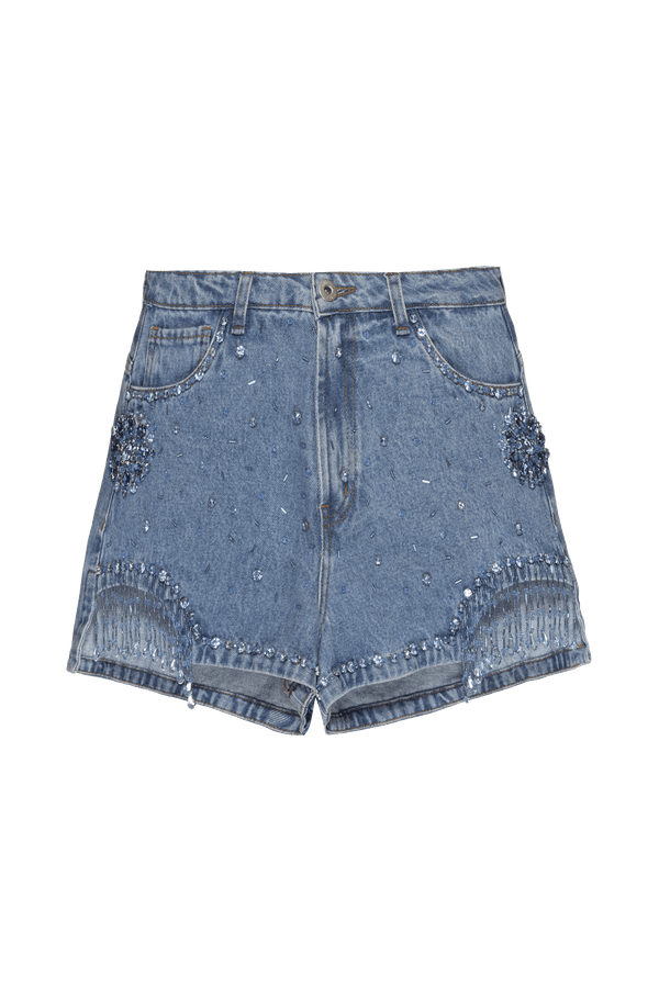 SHORT BORDADO ESSENTIAL DENIM AZUL