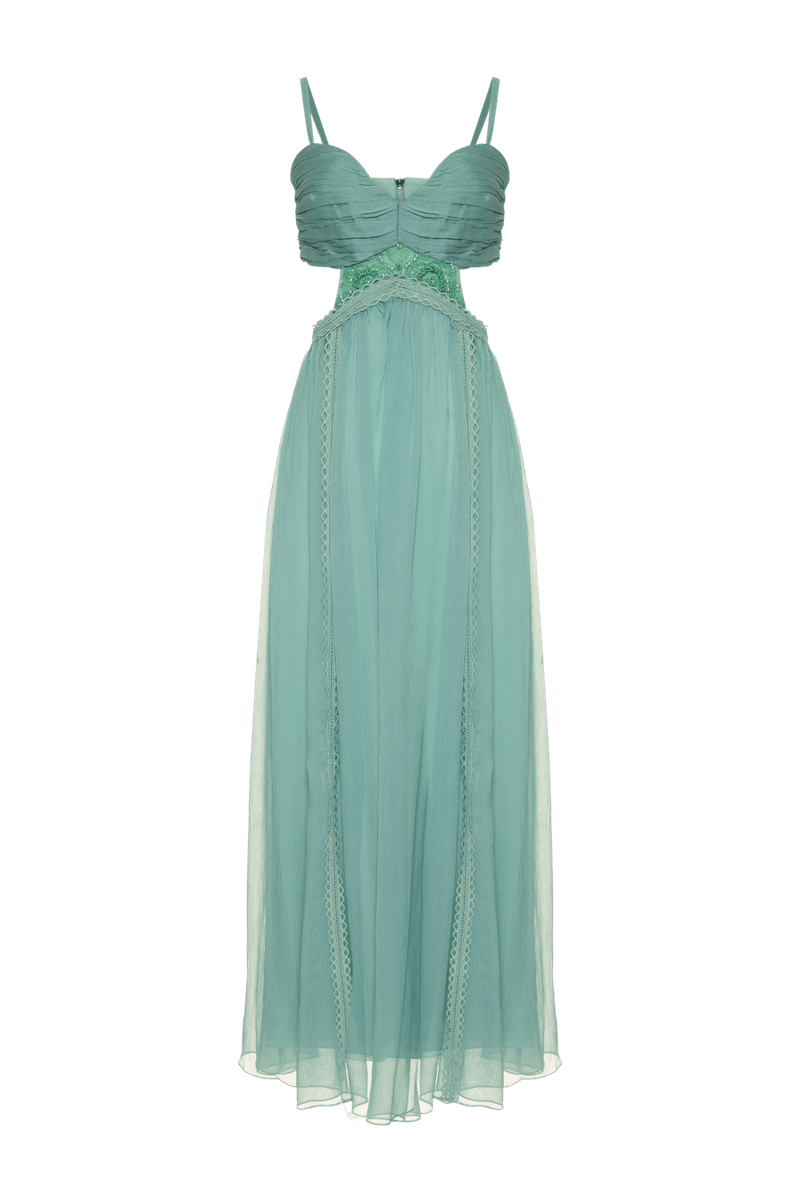 VESTIDO LONGO ENTREMEIOS SILKY RESORT VERDE 