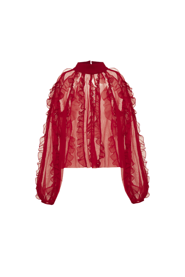 CAMISA BABADOS SILKY MODERN LIGHT VERMELHO