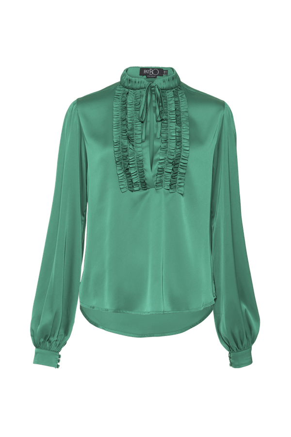 BLUSA BABADOS CETIM RAFINE VERDE