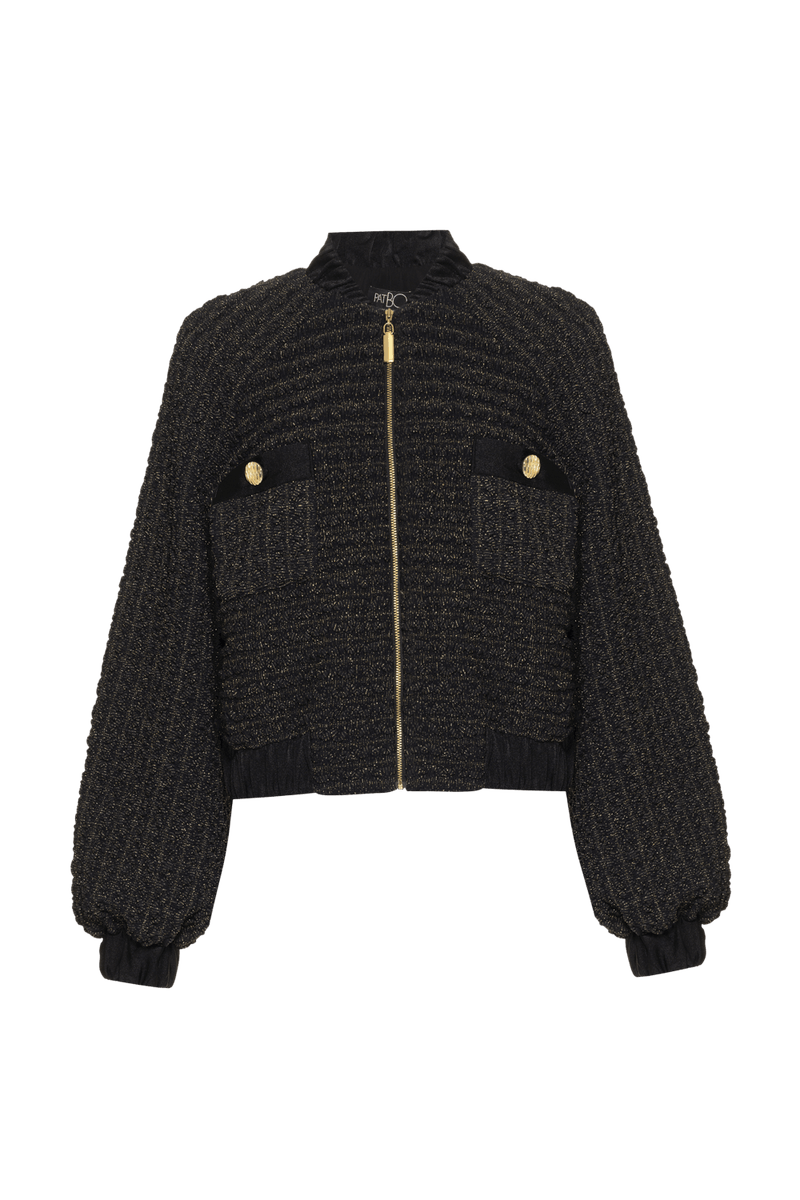 JAQUETA BOMBER JACQUARD VINTAGE LUREX PRETO