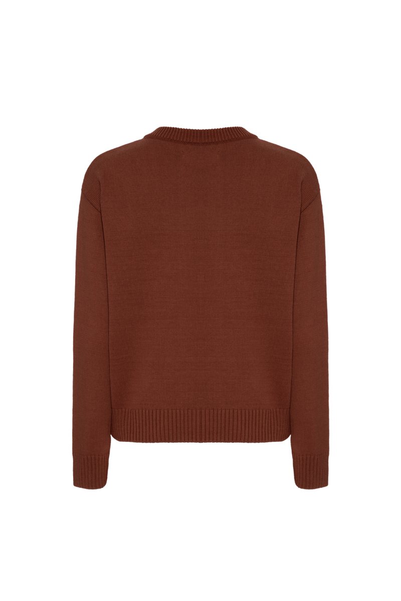 TRICOT GOLA BORDADO SERENE MARROM 