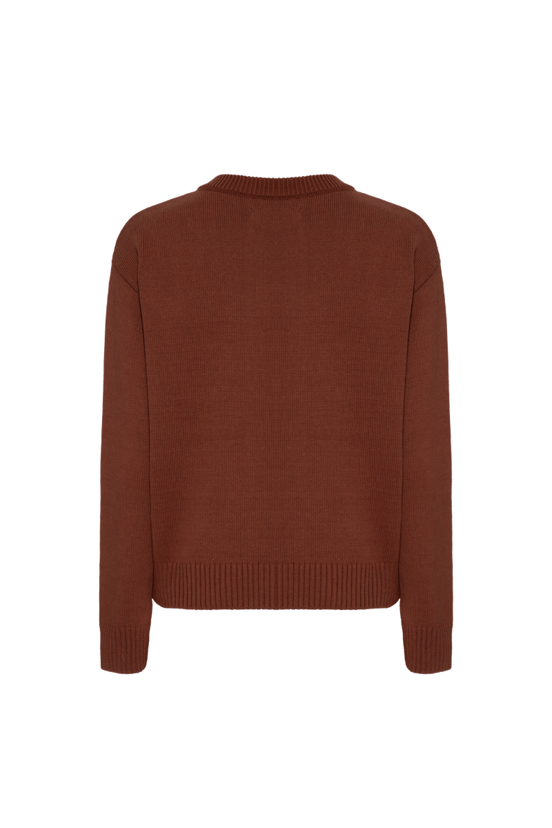 TRICOT GOLA BORDADO SERENE MARROM