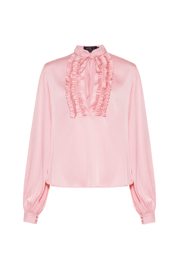 BLUSA BABADOS CETIM RAFINE ROSA CLARO 