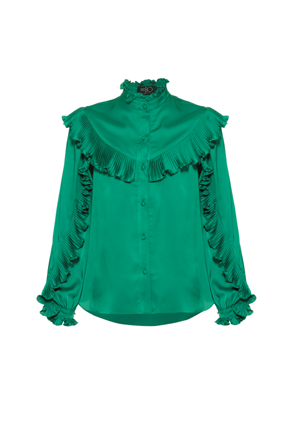 CAMISA BABADOS CETIM RAFINE VERDE