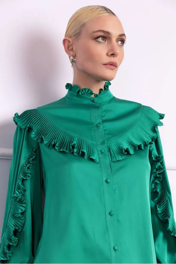 CAMISA BABADOS CETIM RAFINE VERDE 