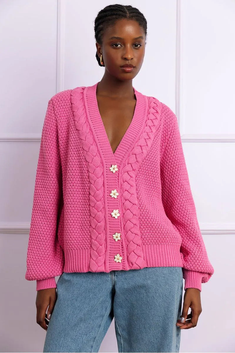 TRICOT BOTÕES SERENE ROSA 