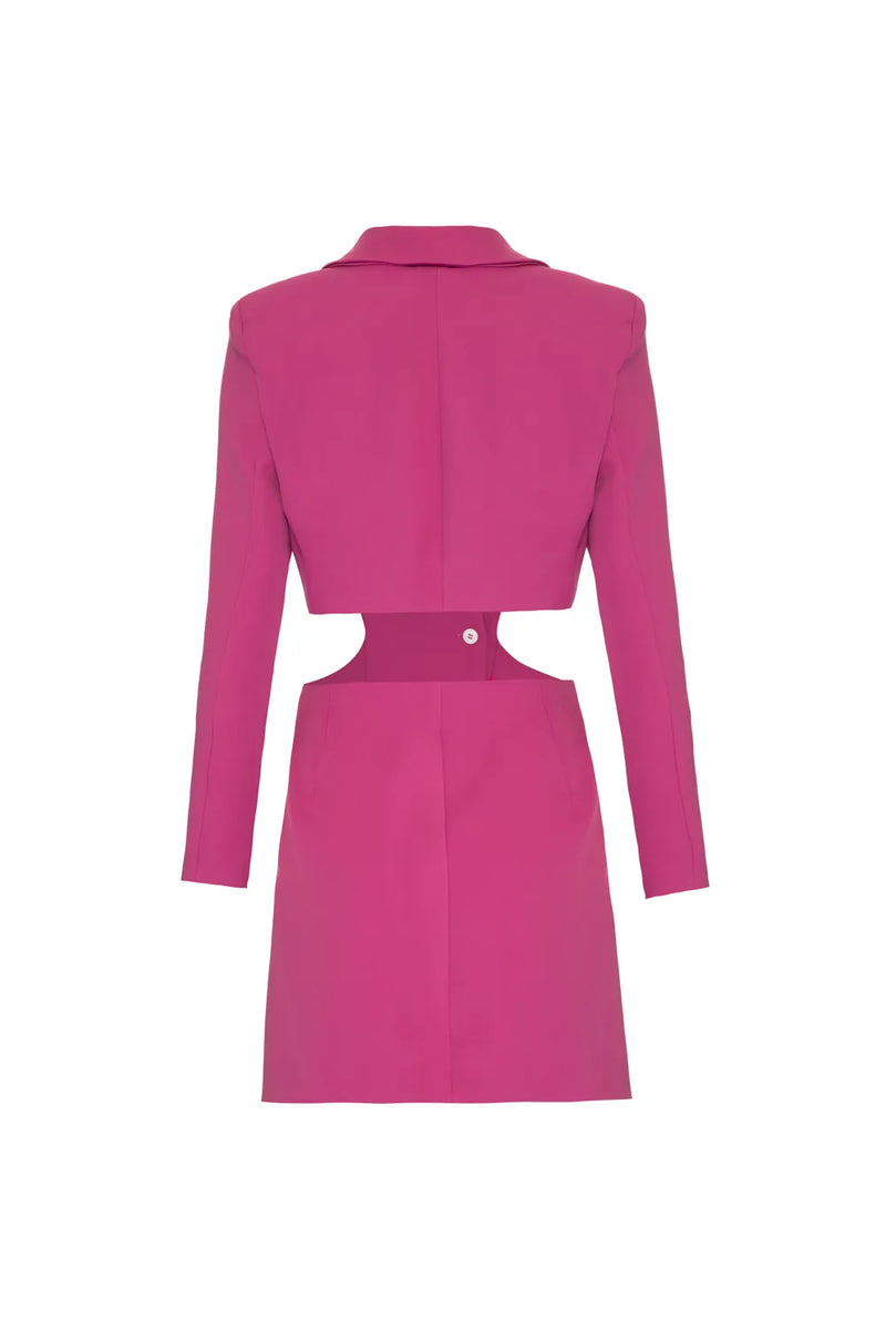 VESTIDO CURTO BOTÕES CREPE EDIE FUCSIA