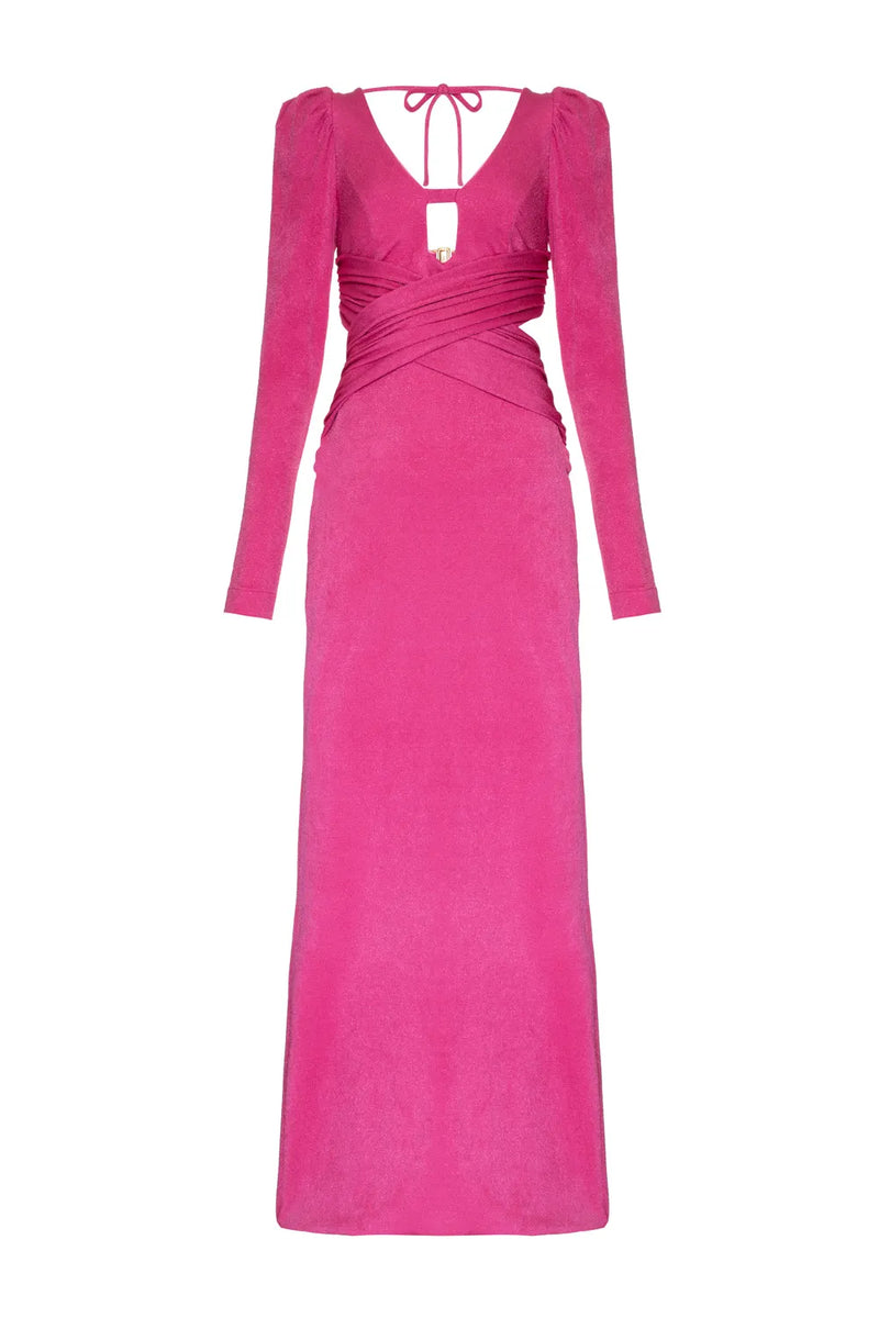 VESTIDO LONGO MANGAS MALHA LUXOR SPY ROSA 