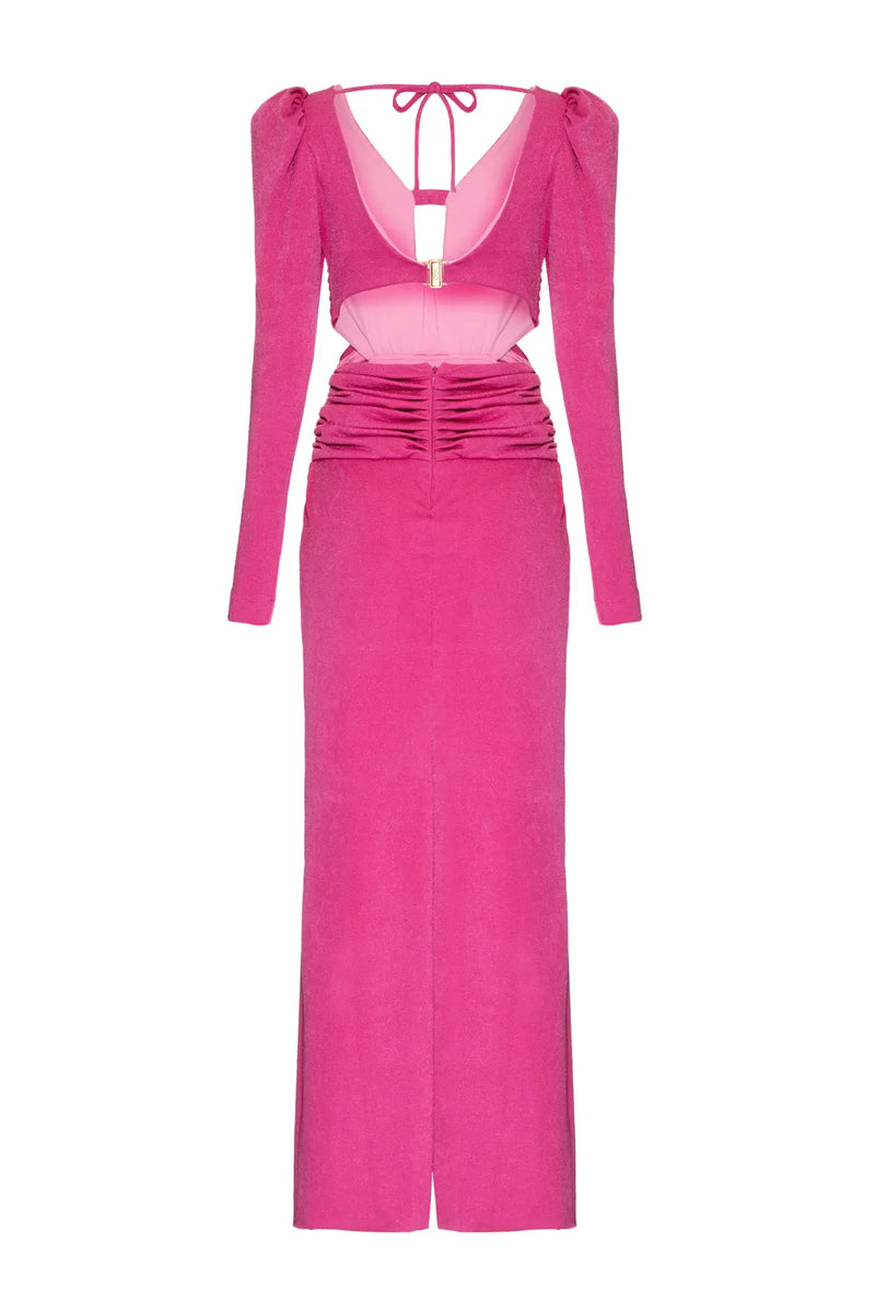 VESTIDO LONGO MANGAS MALHA LUXOR SPY ROSA 