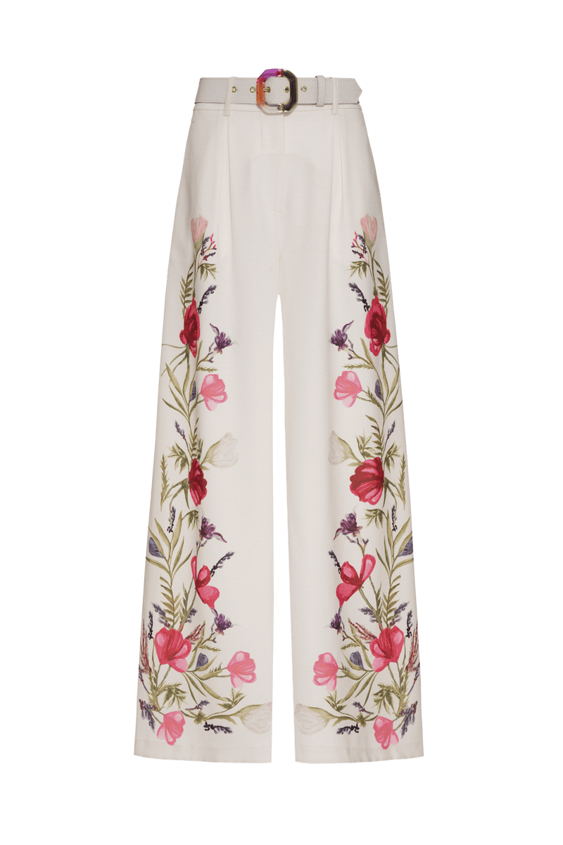 CALÇA AMPLA VIEIRA FLOWER OFF WHITE