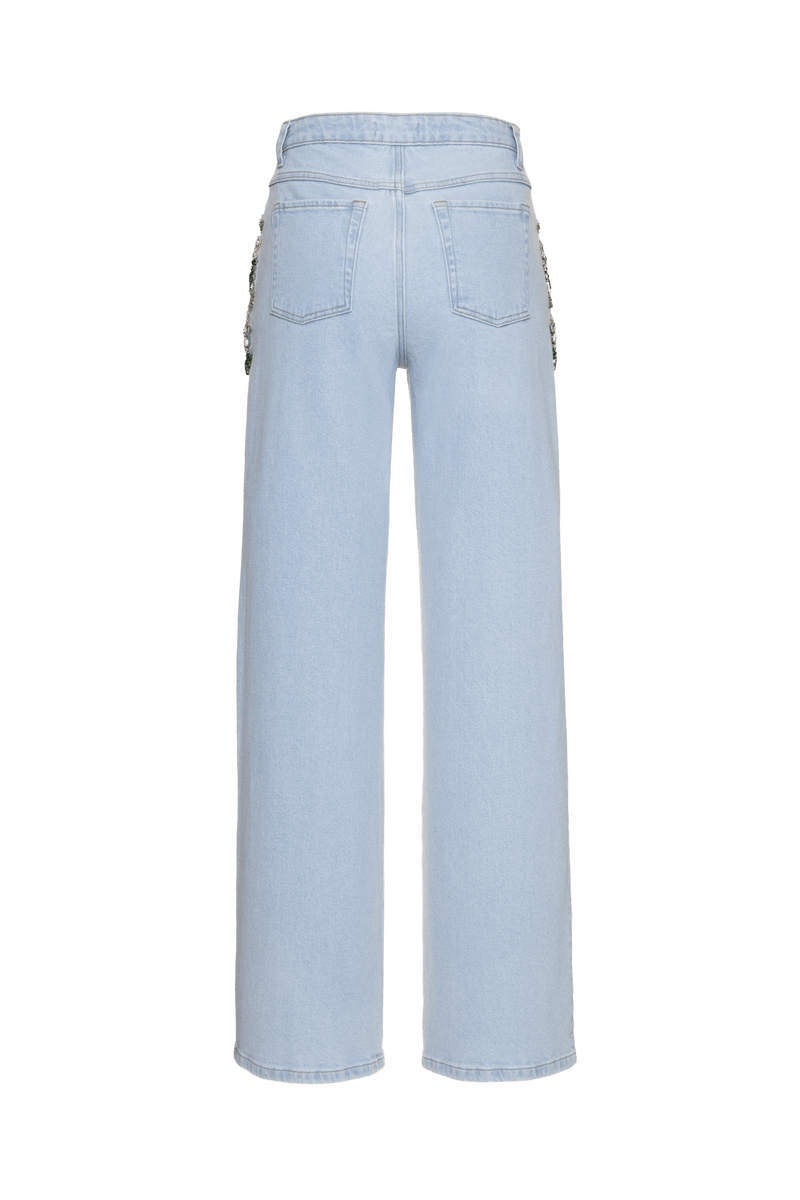 CALÇA POMME FLOWER DENIM AZUL