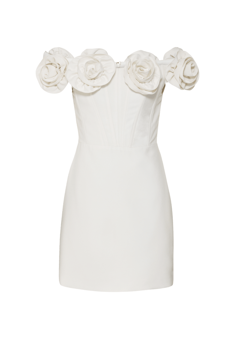 VESTIDO CURTO FLOWER CREPE BLUME OFF WHITE 