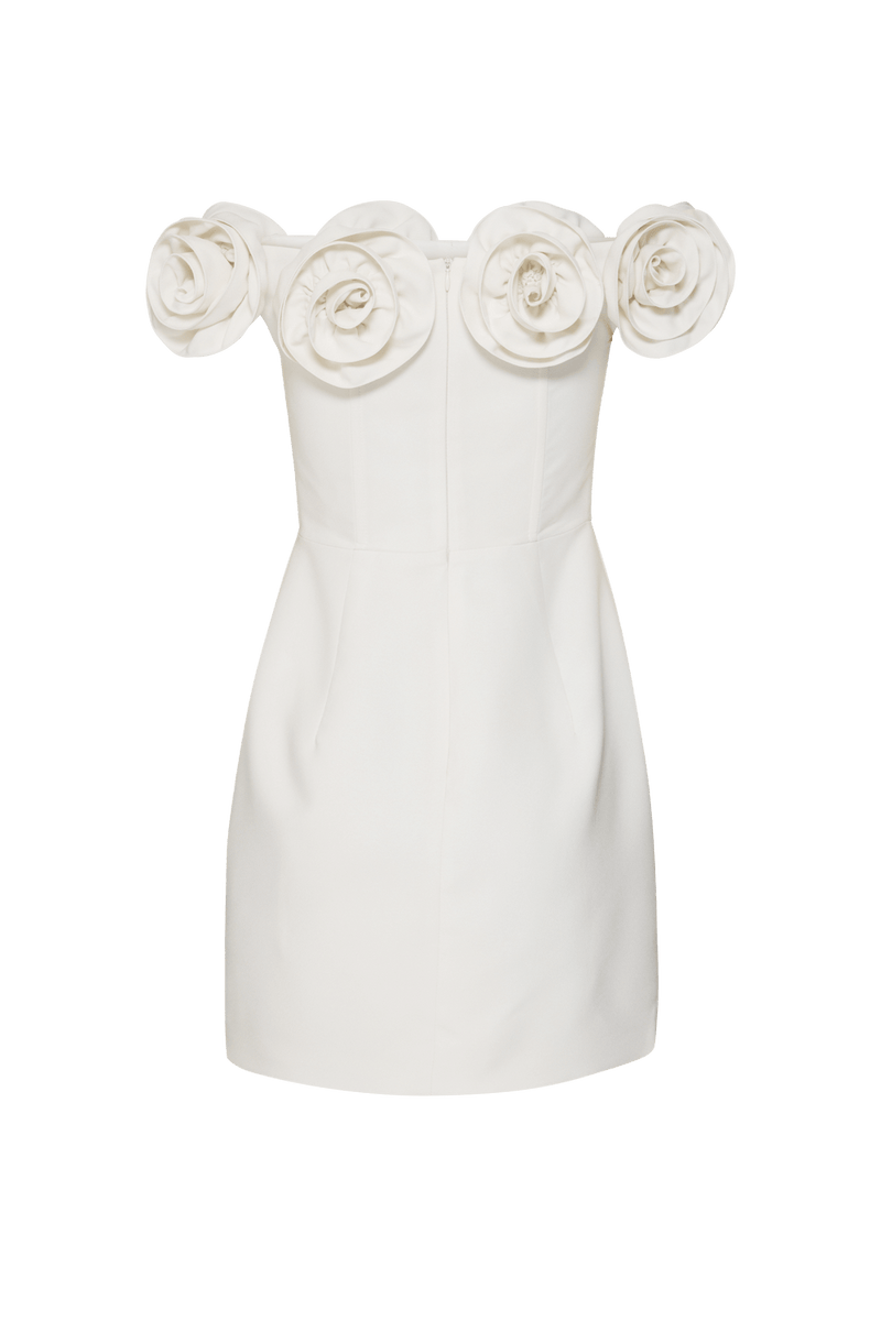 VESTIDO CURTO FLOWER CREPE BLUME OFF WHITE 