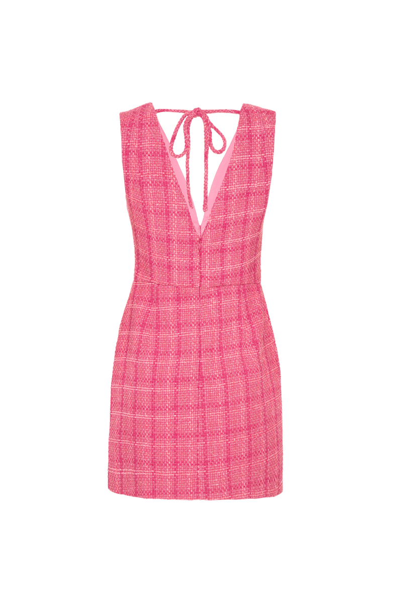 VESTIDO CURTO BORDADO TWEED CHARLOTTE ROSA