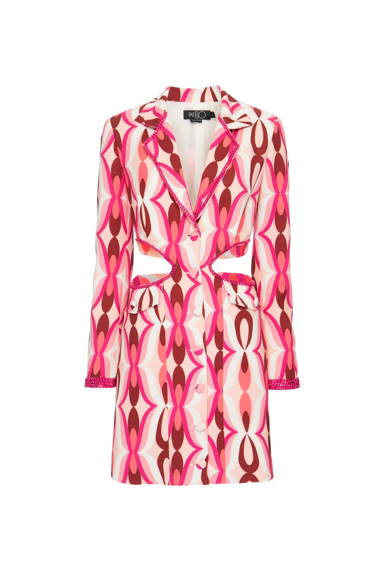 VESTIDO BLAZER CURTO RECORTES TWIST ROSA 