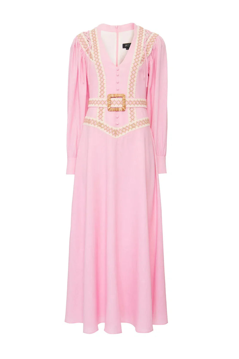 VESTIDO LONGO ENTREMEIO LINHO FRENCH ROSA 