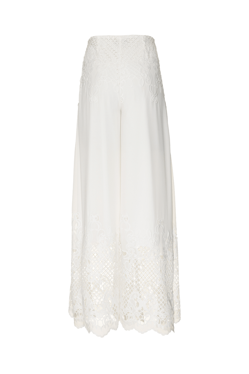 CALÇA AMPLA CHIFFON PEARL GLAM OFF WHITE