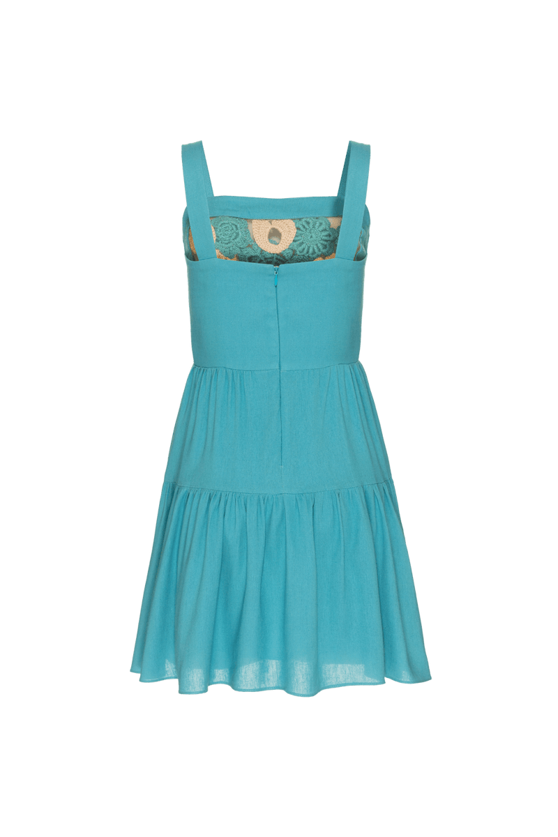 VESTIDO CURTO BORDADO LINHO JOY VERDE