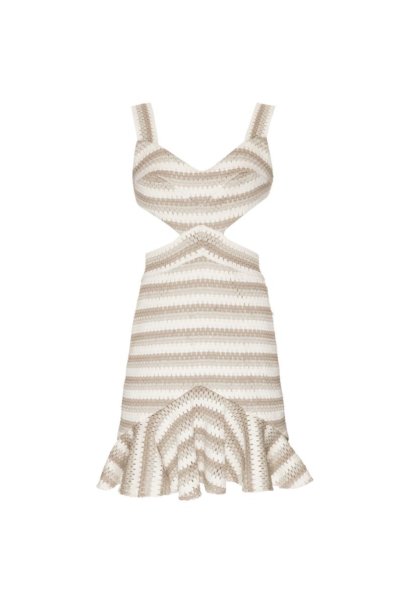 VESTIDO CURTO BABADOS ENTREMEIO LIBERTY LINES OFF WHITE 