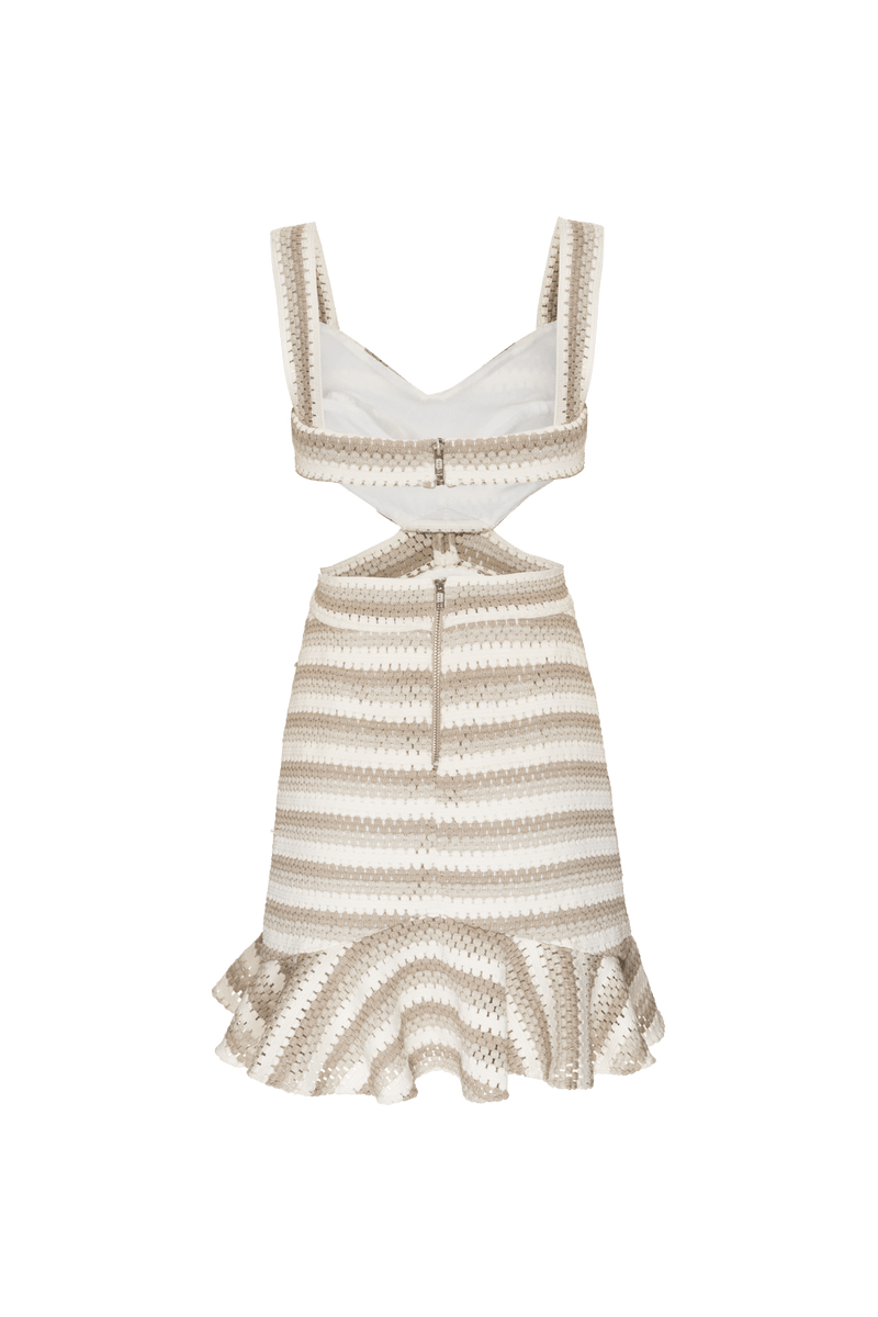 VESTIDO CURTO BABADOS ENTREMEIO LIBERTY LINES OFF WHITE