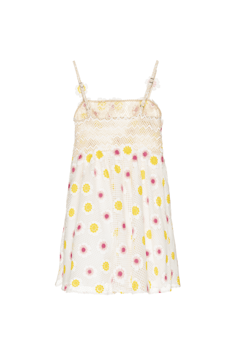 VESTIDO CURTO BORDADO GUIPIR RELIEF OFF WHITE