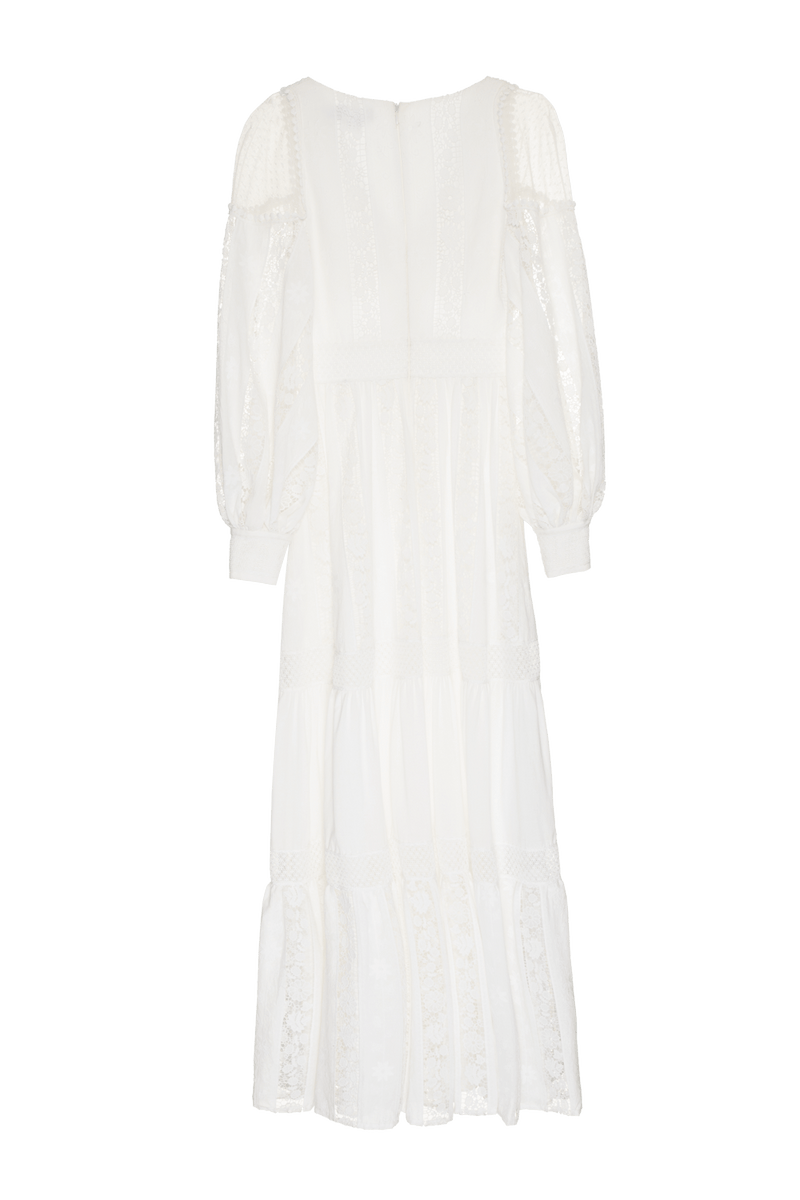 VESTIDO LONGO ENTREMEIOS LAISE CHARMS OFF WHITE