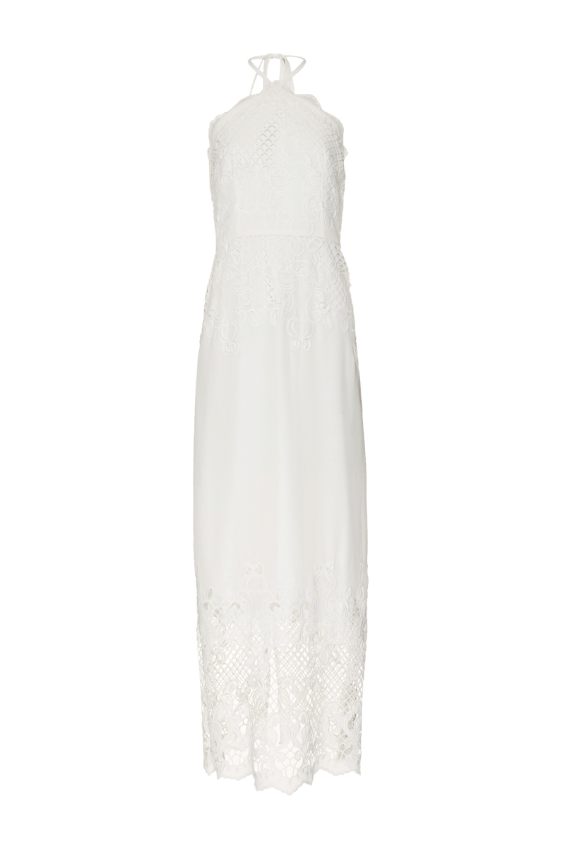 VESTIDO LONGO FRENTE ÚNICA CHIFFON PEARL GLAM OFF WHITE