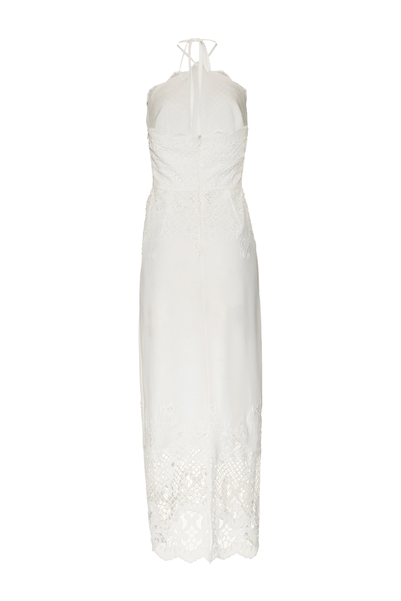 VESTIDO LONGO FRENTE ÚNICA CHIFFON PEARL GLAM OFF WHITE 