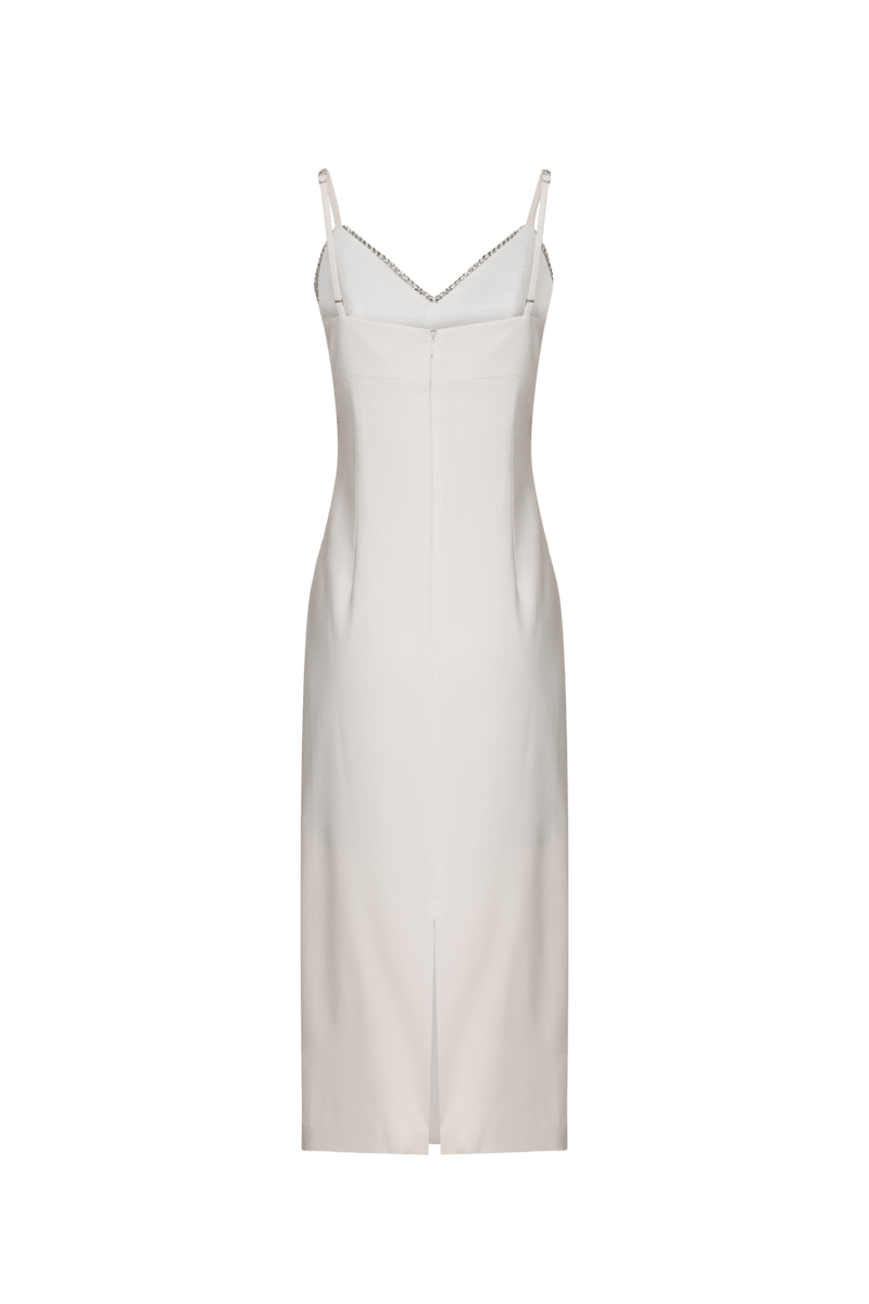 VESTIDO MÍDI BORDADO CREPE JOYFUL OFF WHITE