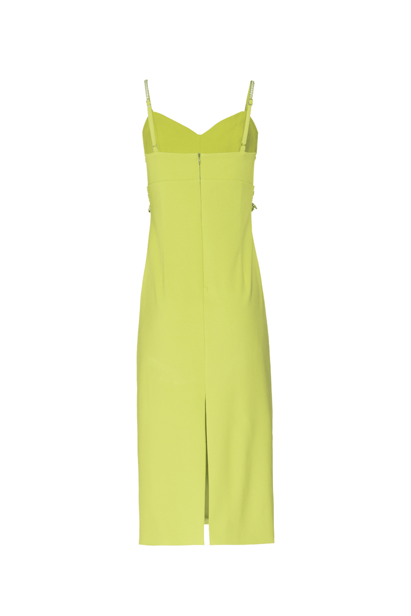 VESTIDO MÍDI BORDADO CREPE JOYFUL VERDE 